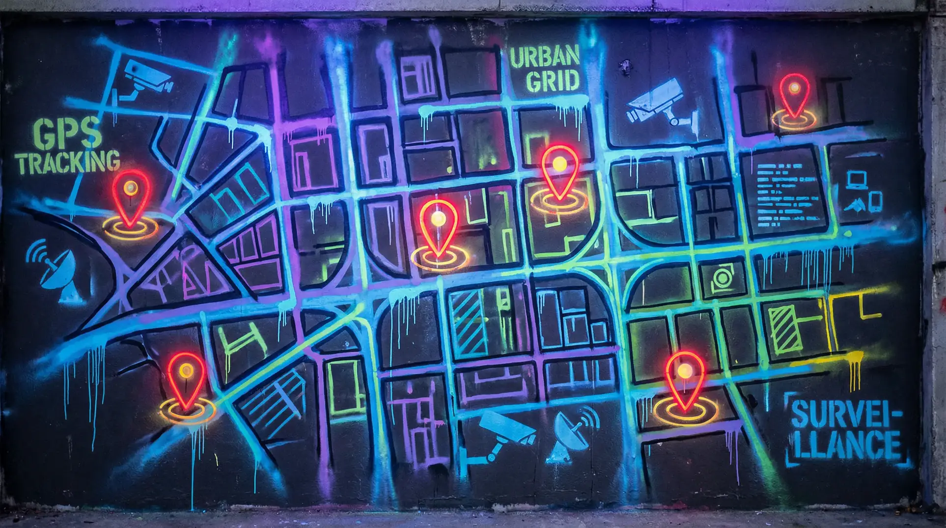 吃瓜网官网 狗仔追踪地图 - 城市涂鸦风格